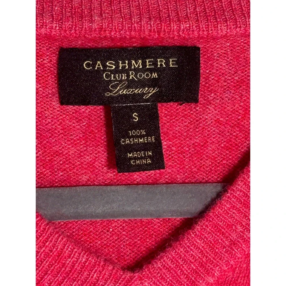 Club Room Luxury Mens Pink 100% Cashmere V-Neck Pullover Sweater Size Small